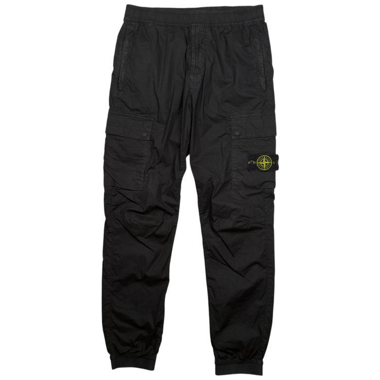 Stone Island Stretch Cotton Cuffed Cargo Trousers - Black