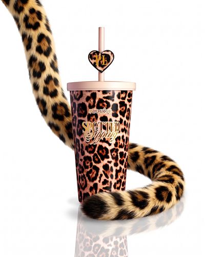 P.Louise Leopard Print Tumbler With Straw