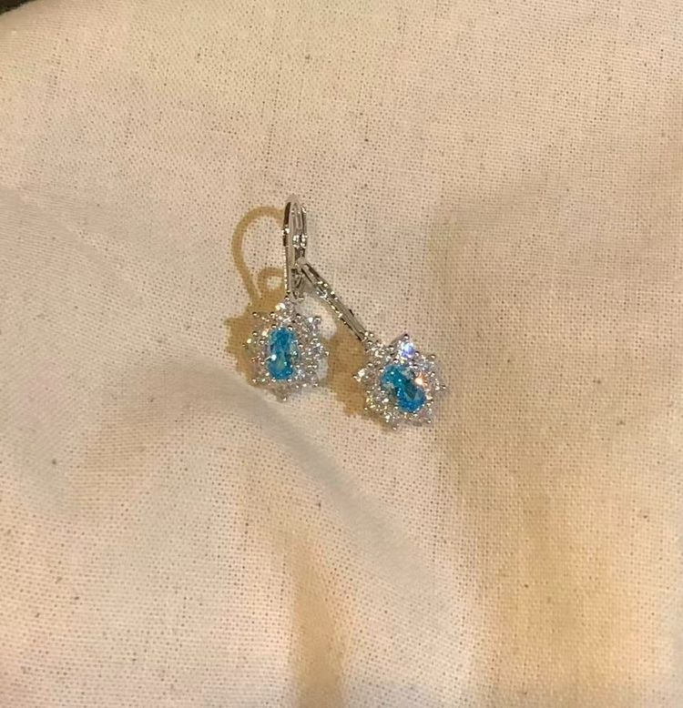 Immagine di Silver Earrings With Blue And Clear Stones 1