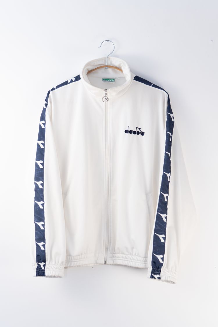 Diadora Diadora White Track Jacket With Navy Logo Stripes product image