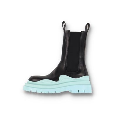 Bottega Veneta Black Pale Blue Tire Chelsea Boots