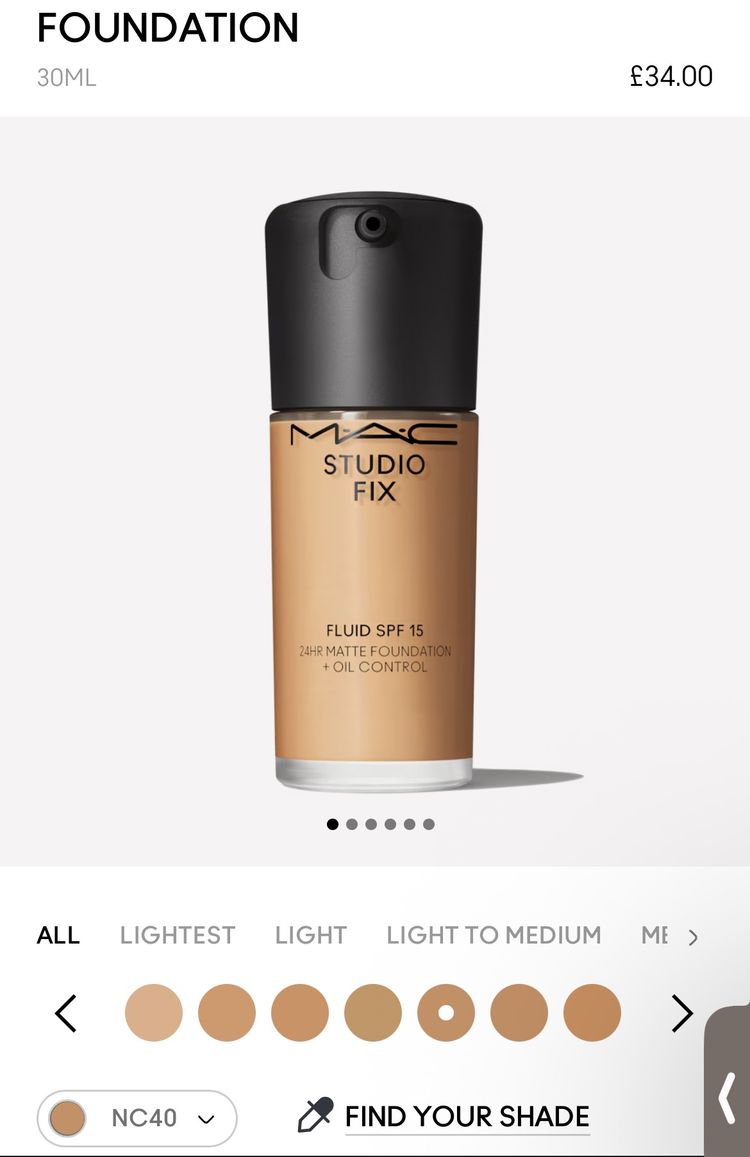 Mac Studio Fix Fluid Spf 15 Foundation NC40 rrp£34