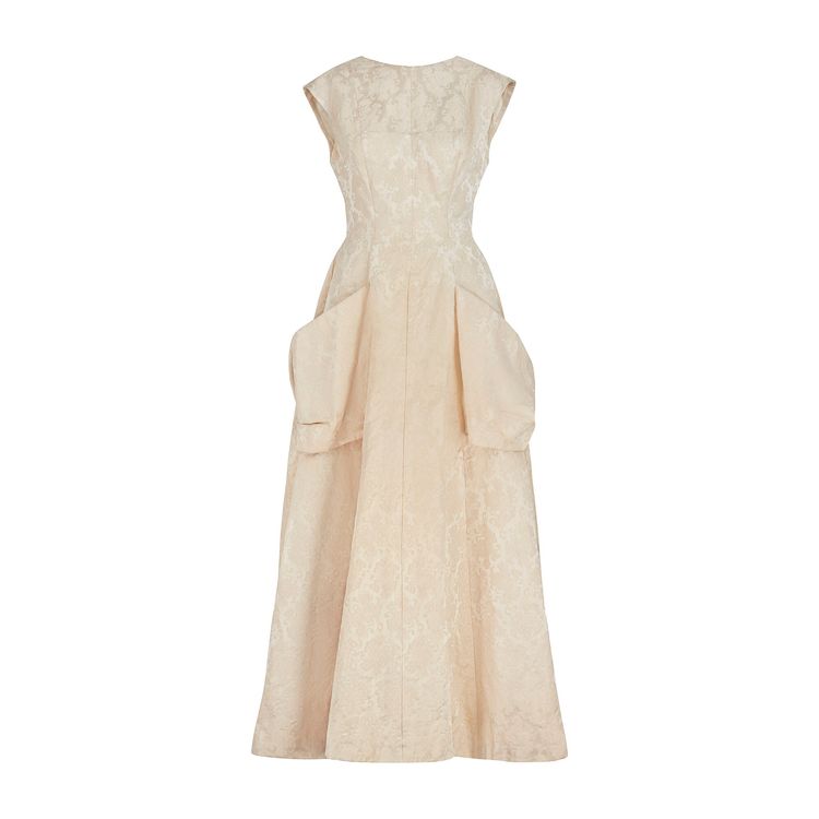 1950s Harrods Cream Brocade Wedding Dress with Petticoat