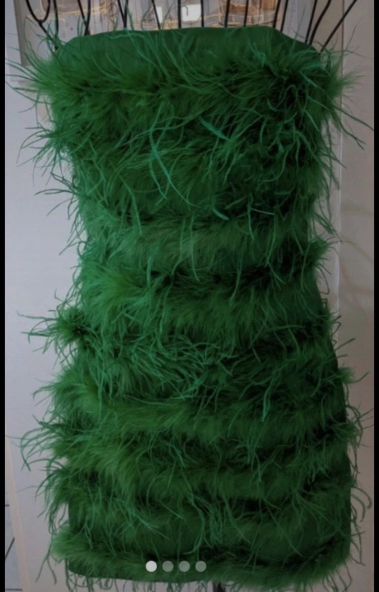 Nasty gal Green Feather Strapless Dress