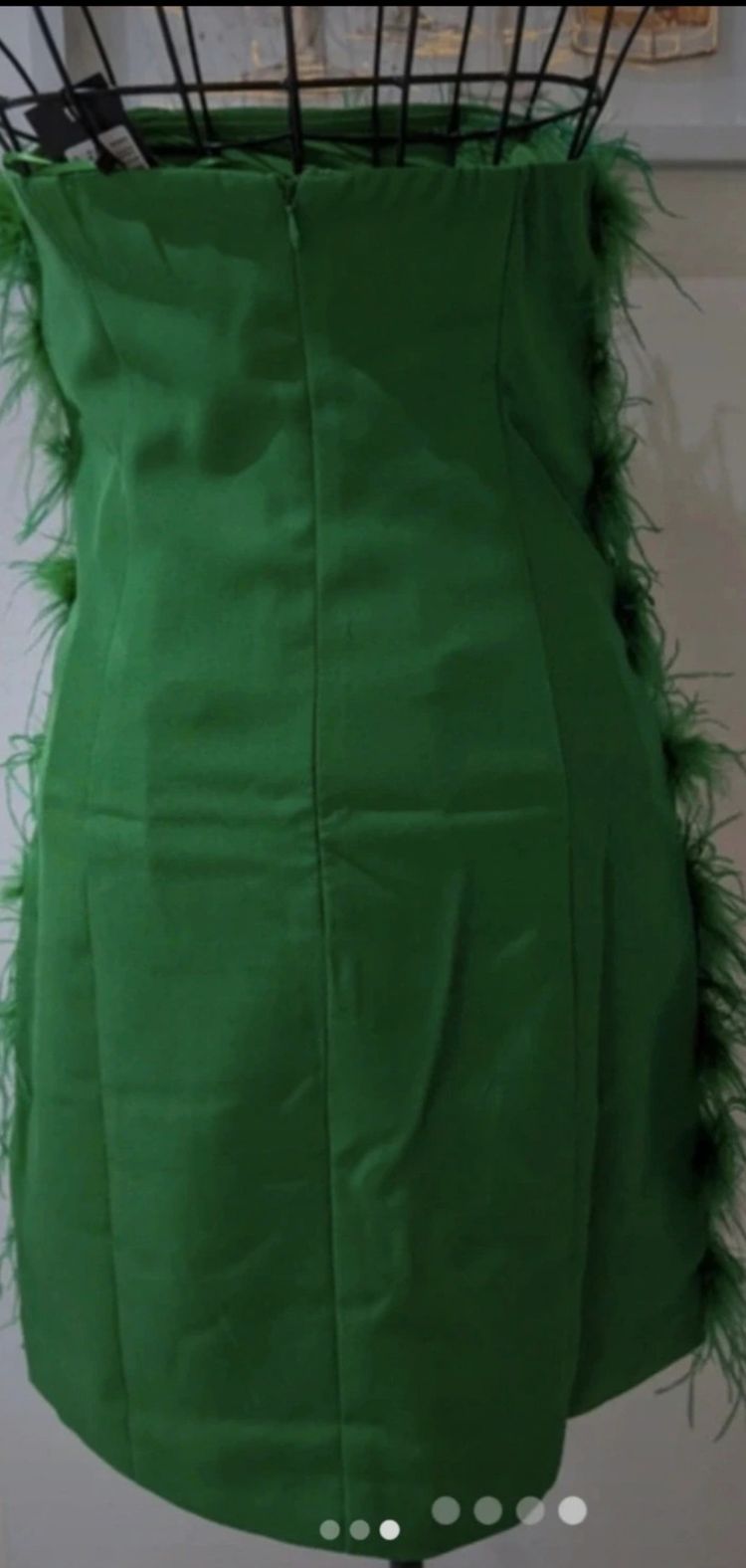 Nasty gal Green Feather Strapless Dress 2