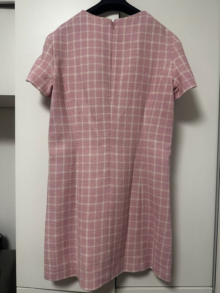 Versace Pink Checked Wool Dress image 8