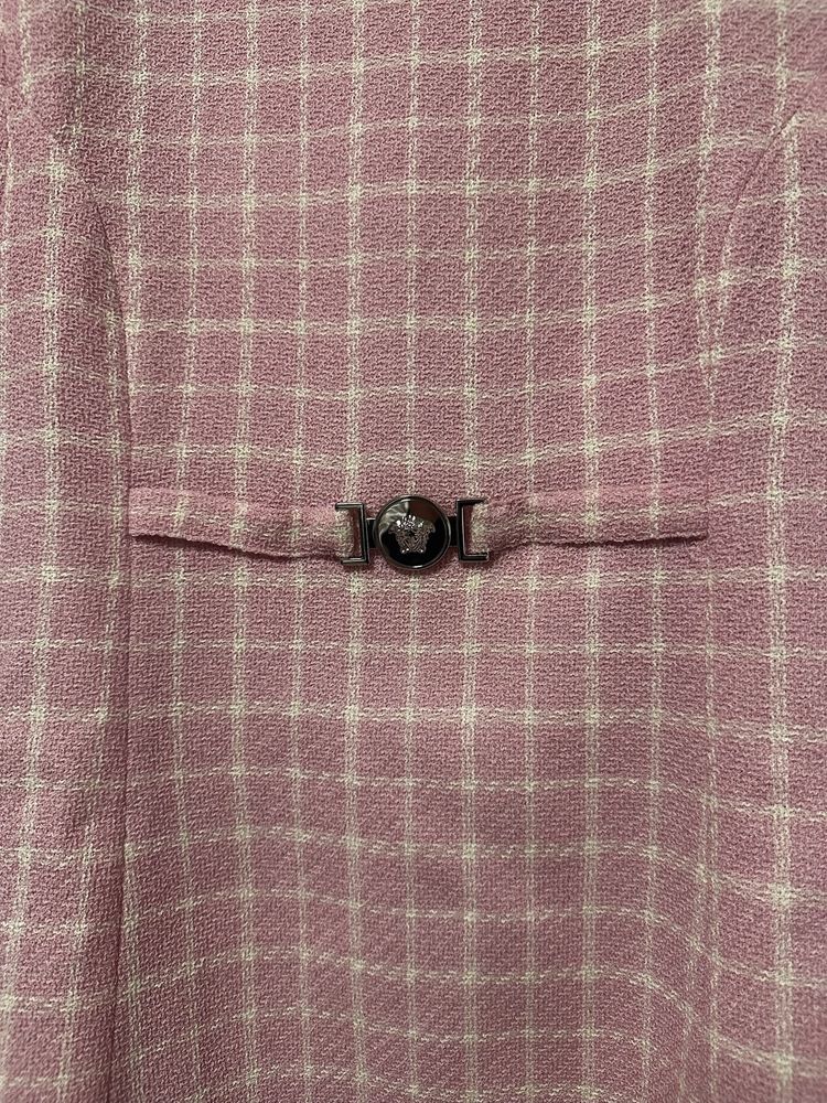 Versace Pink Checked Wool Dress image 3