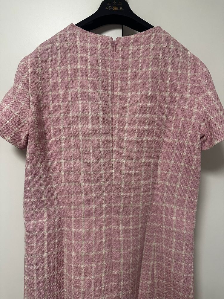 Versace Pink Checked Wool Dress image 9