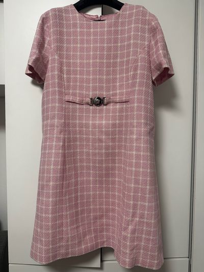 Versace Pink Checked Wool Dress