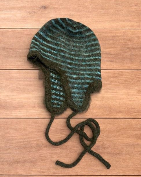 Striped Knit Ear Flap Hat image 1