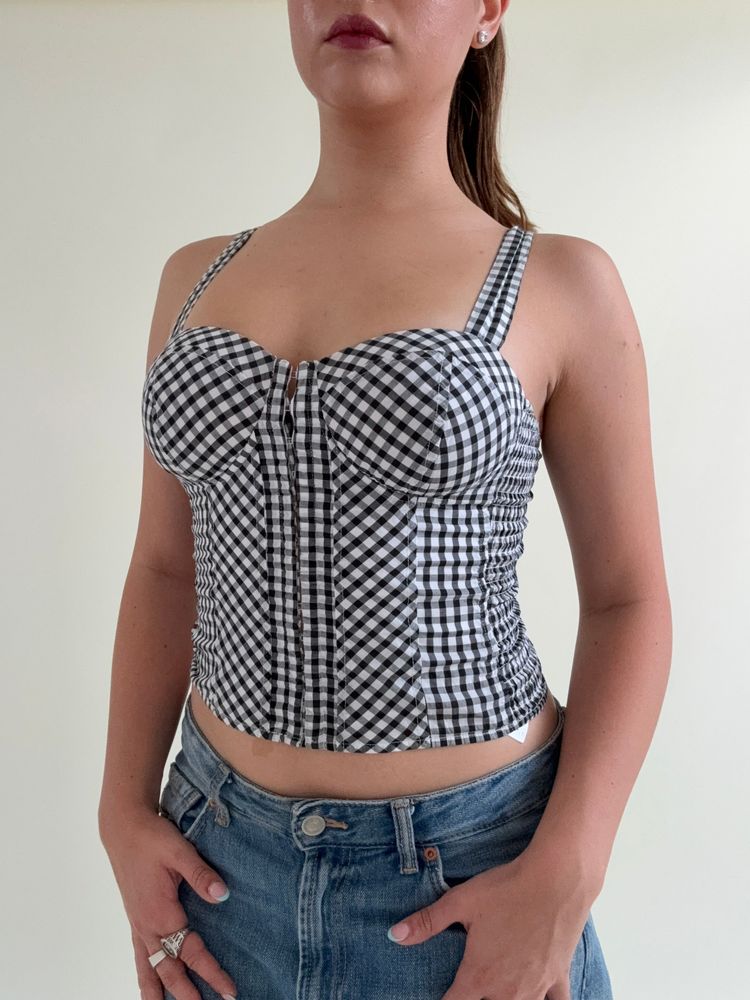 Guess Gingham Corset Top (XS) 1