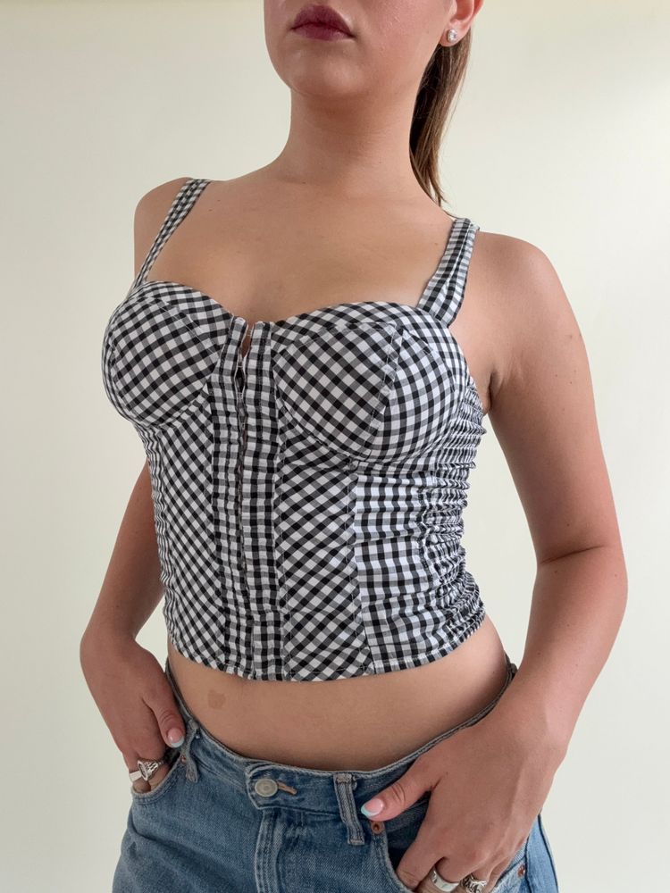Guess Gingham Corset Top (XS) 6