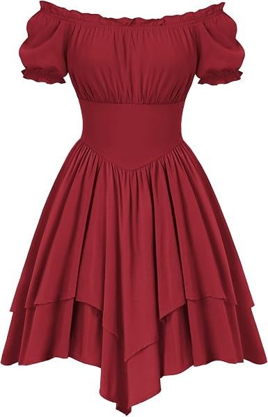 Immagine di Red Off-Shoulder Layered Dress 1