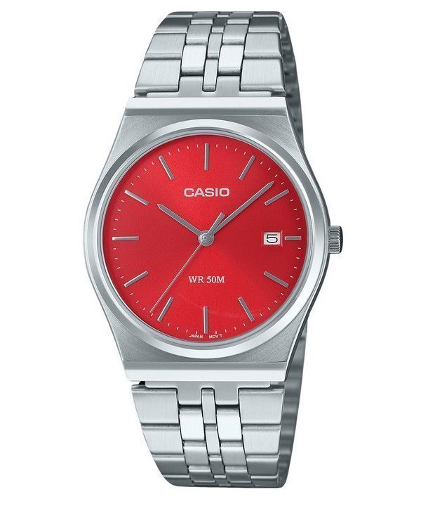 Casio Standard Analog Stainless Steel Red Dial Quartz MTP-B145D-4A2V Unisex Watch image 1