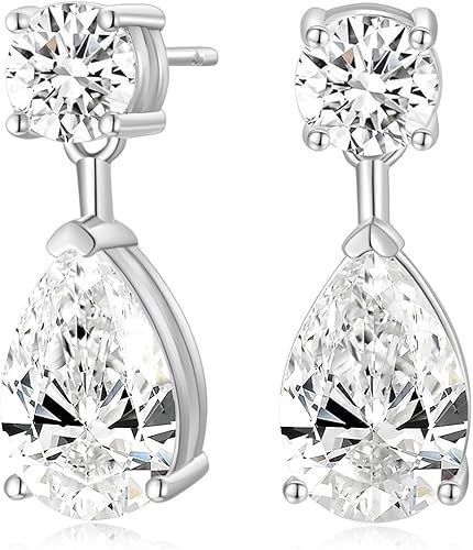 Silver Drop Earrings With Clear Stones