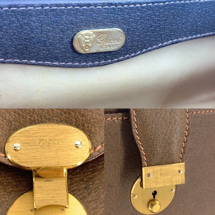 Gucci Borsa da viaggio/vanity vintage in pelle marrone image 5