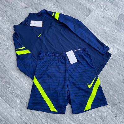 Nike Dri Fit Strike Half Zip Track Top and Shorts Set - Blue/Volt