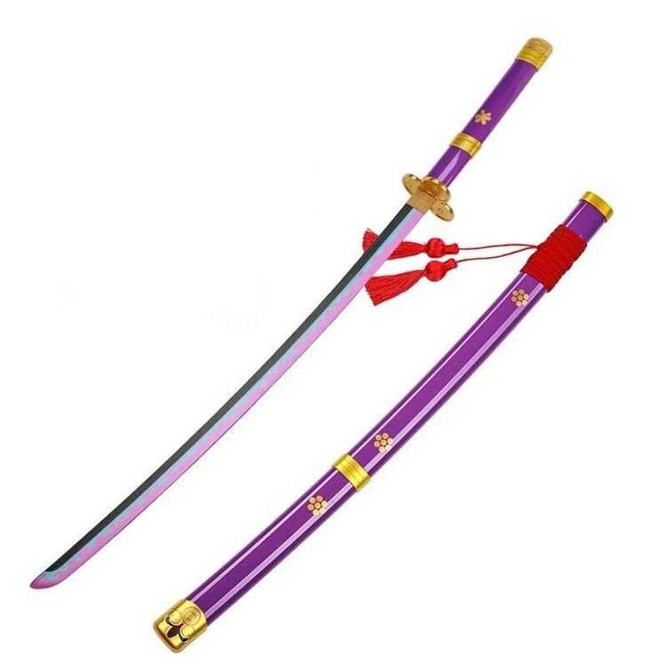 One Piece Sword Roronoa Zoro Enma Purple Katana Wooden Cosplay Sword image 1
