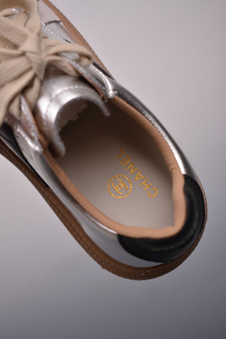 Chanel Metallic Silver Sneakers image 9
