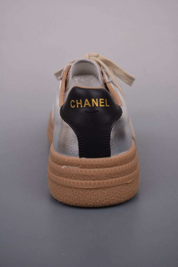 Chanel Metallic Silver Sneakers image 5