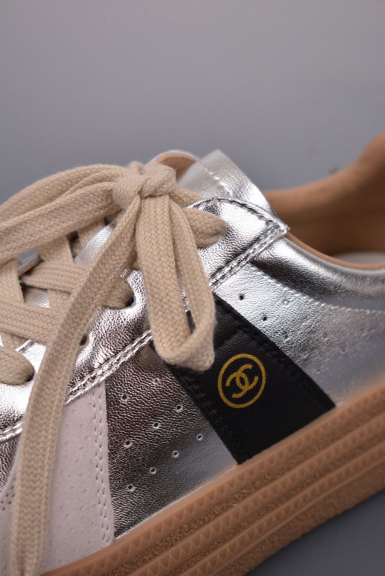 Chanel Metallic Silver Sneakers image 7
