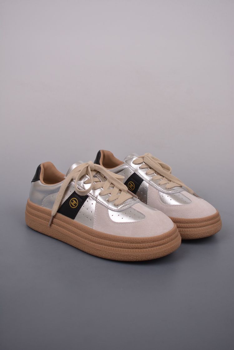 Chanel Metallic Silver Sneakers image 3