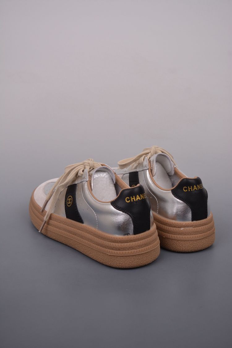 Chanel Metallic Silver Sneakers image 2