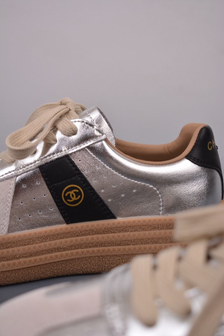 Chanel Metallic Silver Sneakers image 8