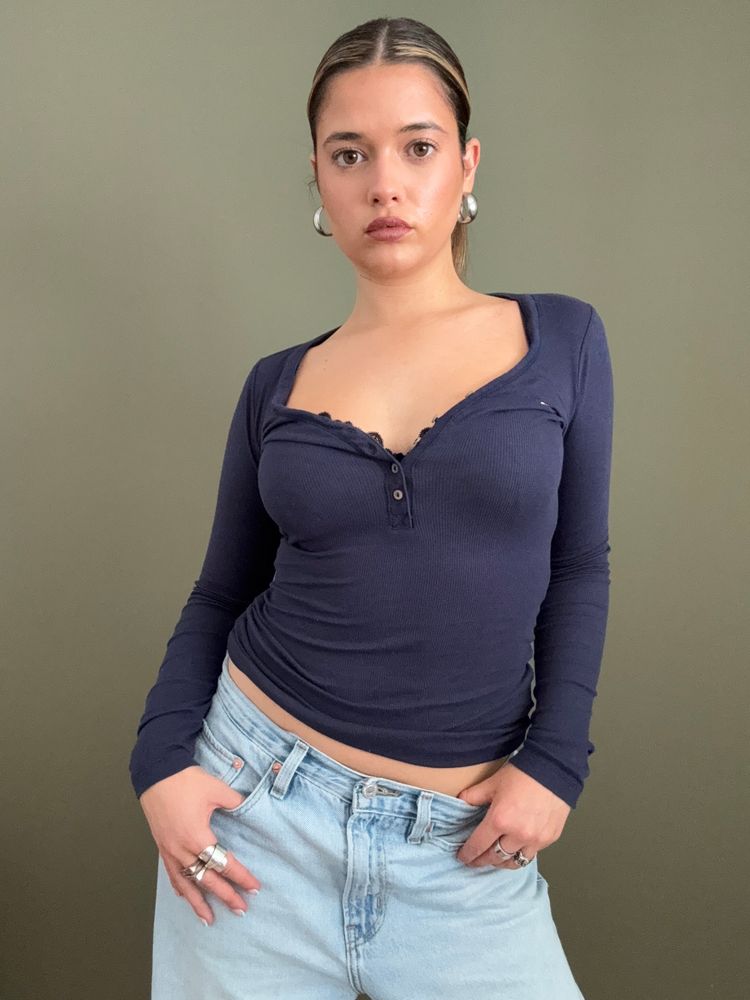 Tommy Hilfiger Fitted Henley Top (XS) 6