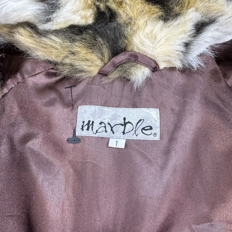 Immagine di Marble 2000's faux lynx fur hooded coat with clasp closures (XS) wms 5