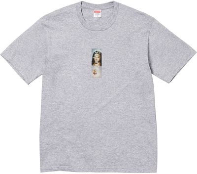 SUPREME PRAYER CARD BOX LOGO T-SHIRT 'HEATHER GREY' (FW26)