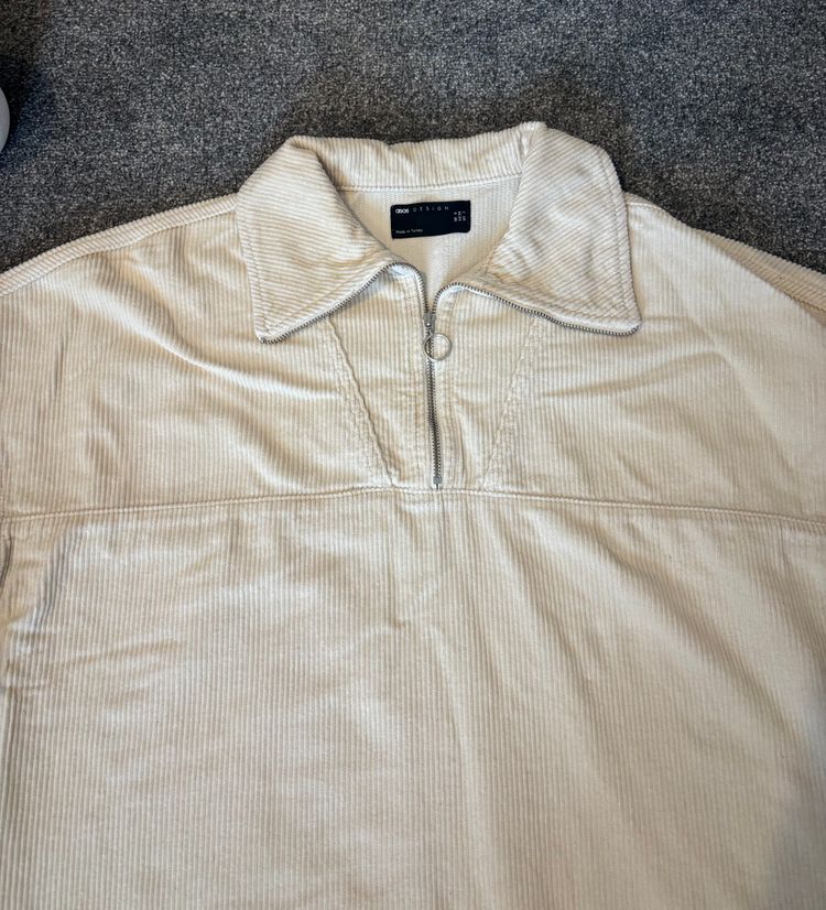 Asos Design Beige Corduroy Half-Zip pullover  2
