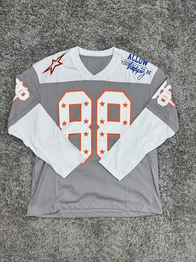 Grey And White Long Sleeve Sports Jersey With Number 88