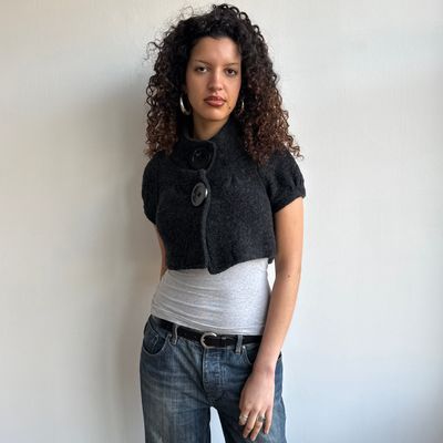 Charcoal grey short sleeve bolero - Size S