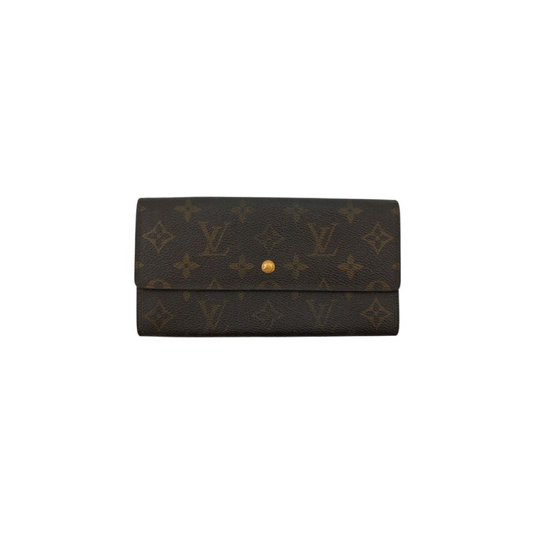 Portafoglio lungo Louis Vuitton Vintage Monogram Canvas con portamonete con patta