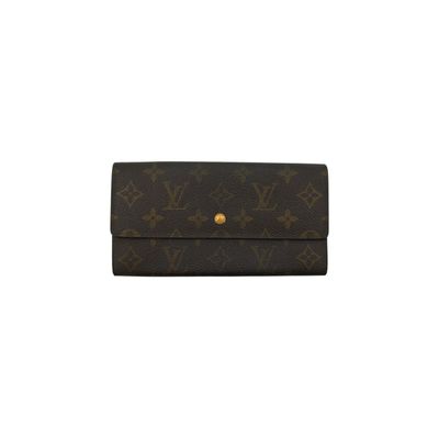 Portafoglio lungo Louis Vuitton Vintage Monogram Canvas con portamonete con patta