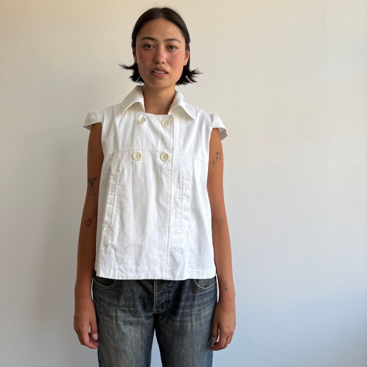 White short sleeve peacoat - Size M/L image 3
