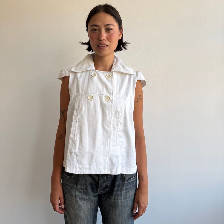 White short sleeve peacoat - Size M/L image 6