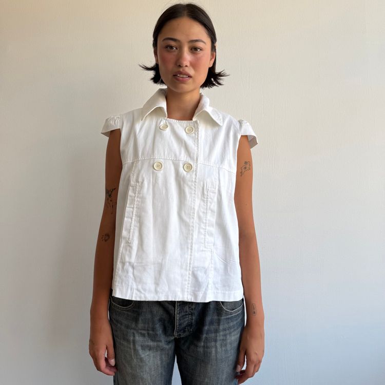 White short sleeve peacoat - Size M/L image 1