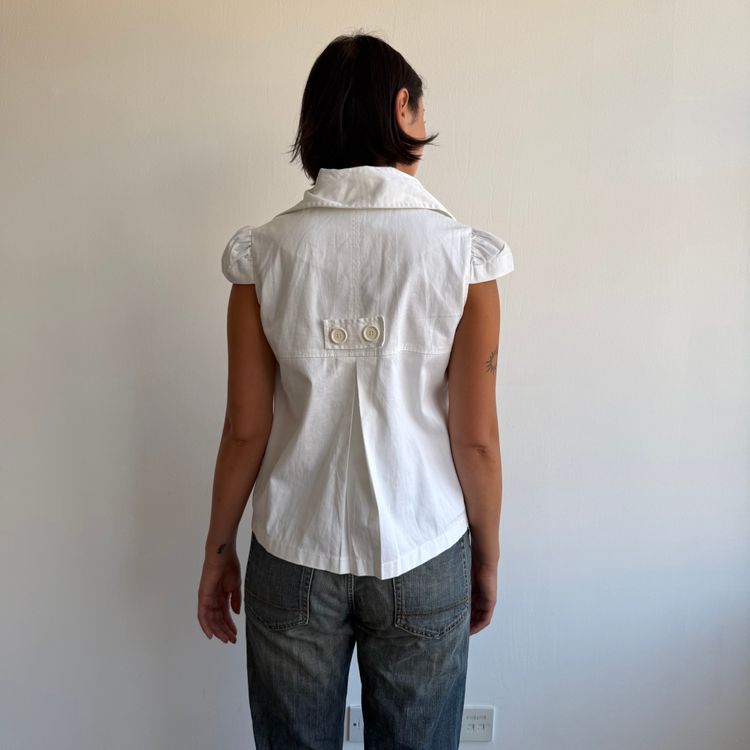 White short sleeve peacoat - Size M/L image 4