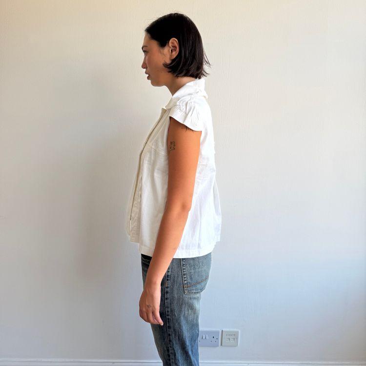 White short sleeve peacoat - Size M/L image 5