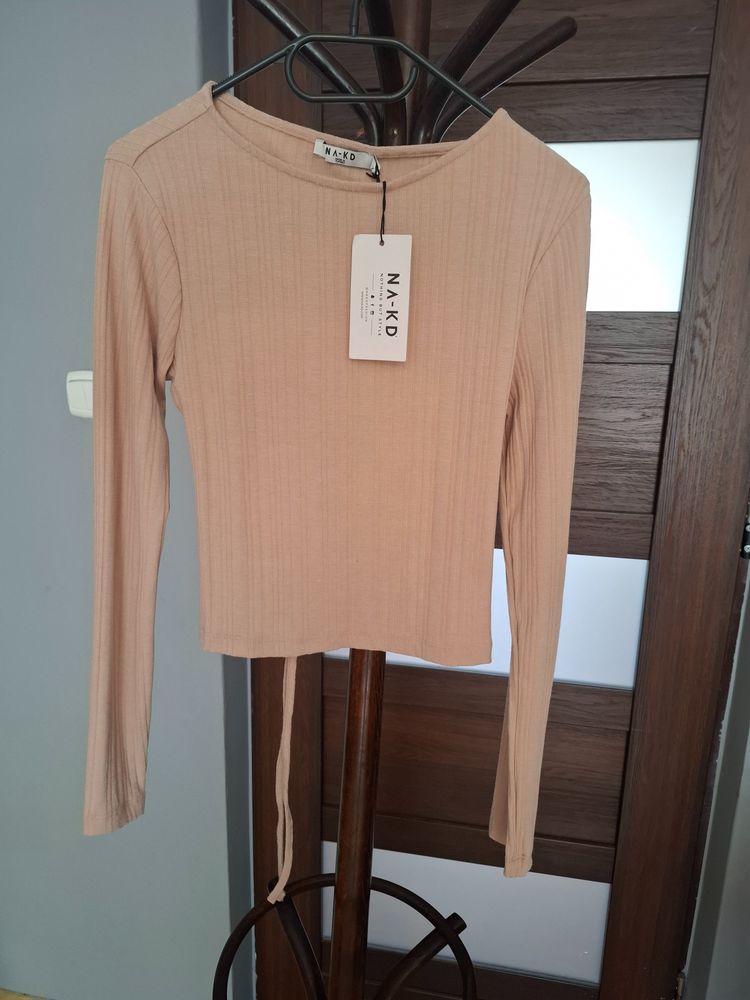 Na-Kd Beige Ribbed Long Sleeve Top