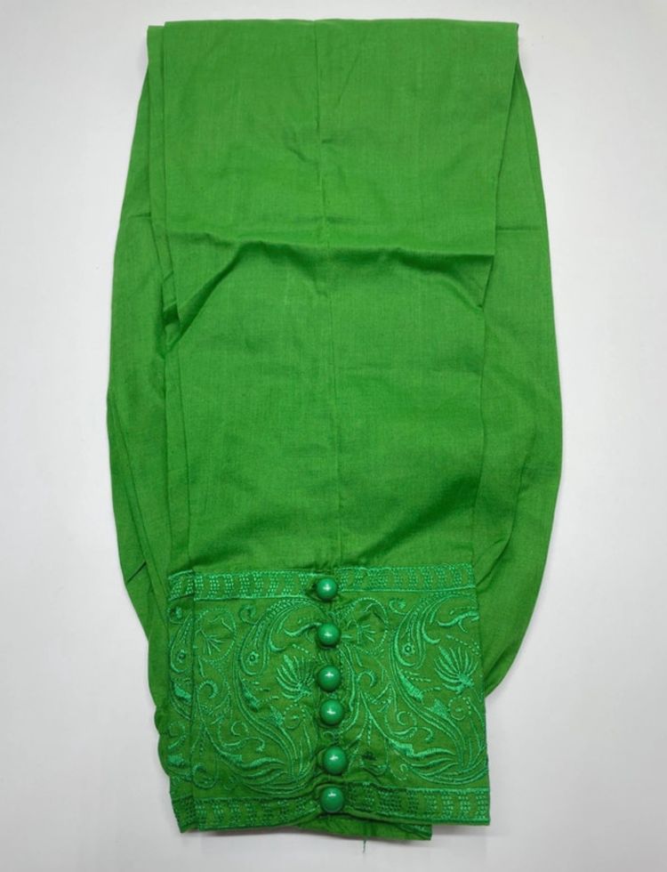 Green Embroidered Fabric With Buttons trousers one size 