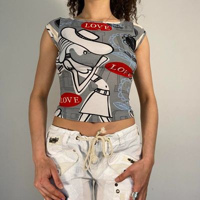 Y2k Graphic Print Crop Top
