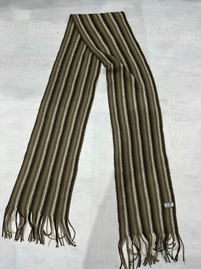 BEST PICKS | brown and white striped knit tassel scarf 7