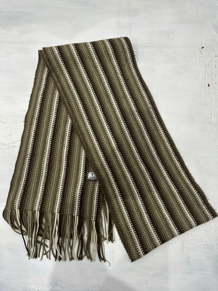 BEST PICKS | brown and white striped knit tassel scarf 8