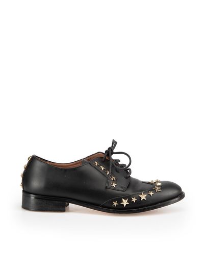 Valentino Garavani Black Leather Star Studded Oxfords