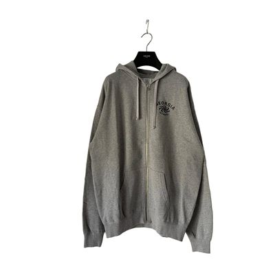 Vetements Grey Georgia Logo Oversized Zip Hoodie