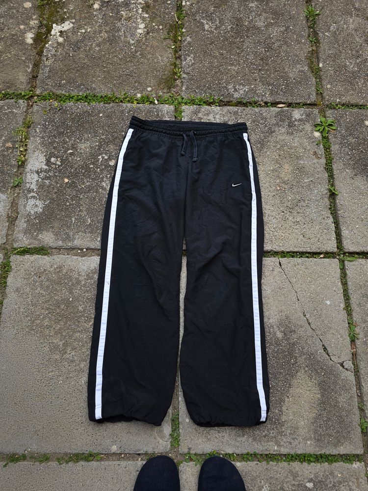 Nike Black Track Pants With White Side Stripes