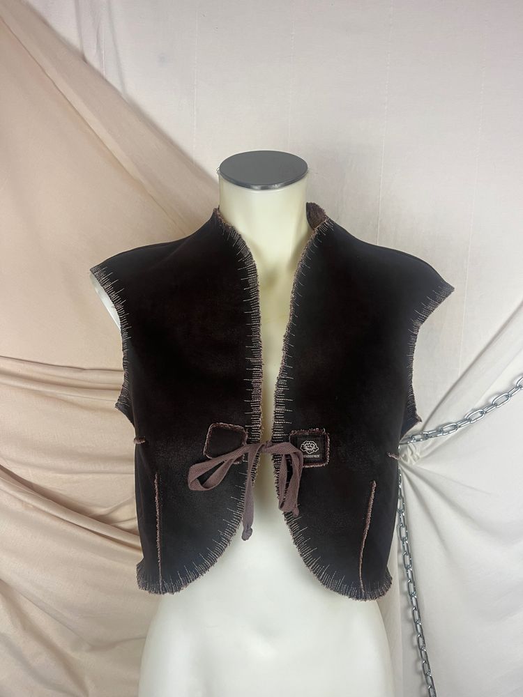 Other Cop copine brown sleeveless vest with tie closure product image